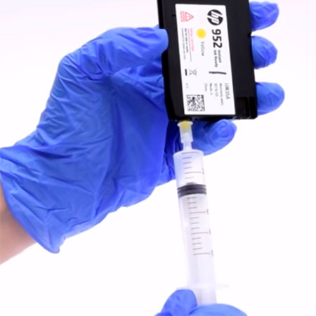 откачка воздуха из картриджа HP