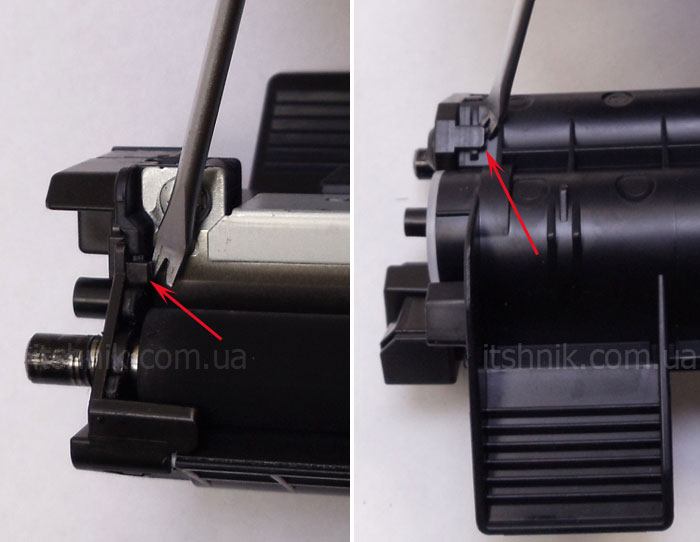 Снимите боковую крышку картриджа