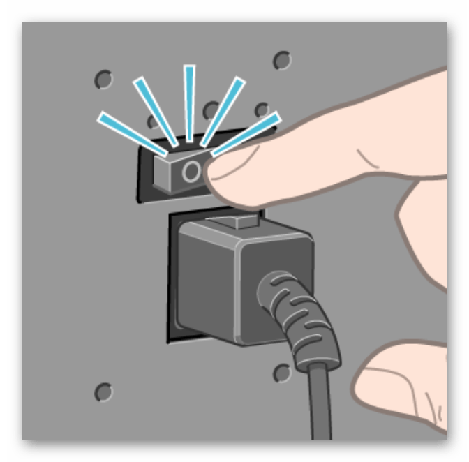 Используйте переключатель, чтобы выключить принтер при его перезапуске