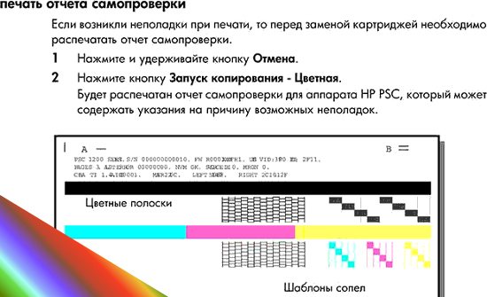 Печать отчета для проверки идентификатора картриджа