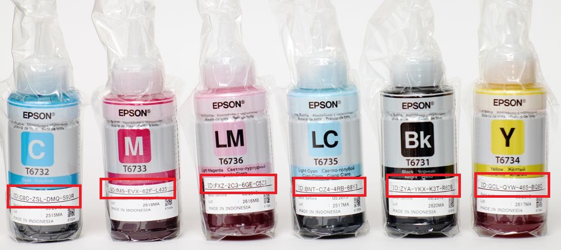Оригинальные чернила Epson для L800 с кодами сброса