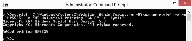 prnmngr.vbs установка принтера hp из командной строки prnmngr.vbs установка принтера hp из командной строки