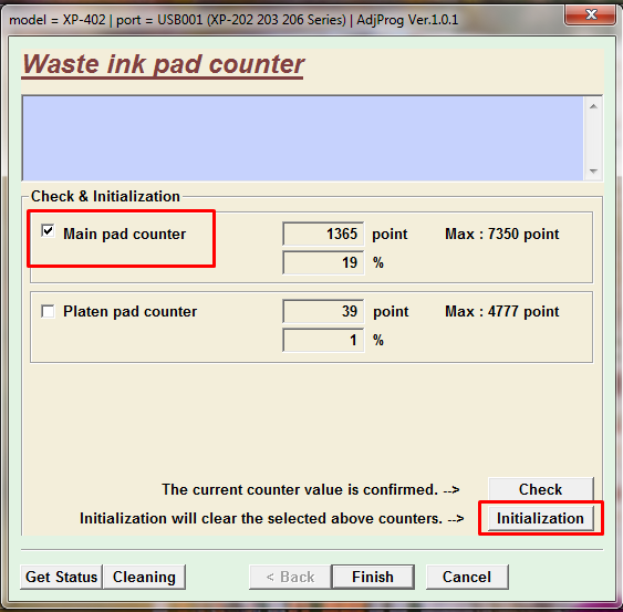 Сброс памперса Epson