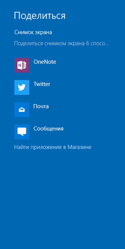 Окно использования экранного снимка