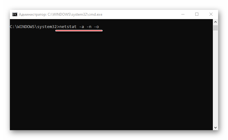 zapusk komandy netstat s dopolnitelnymi parametrami