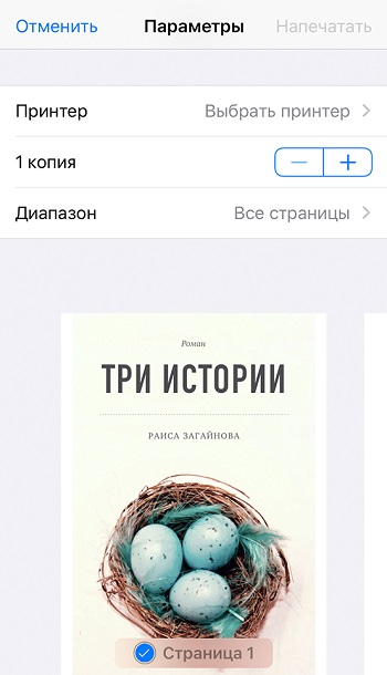 Меню распечатки Меню распечатки