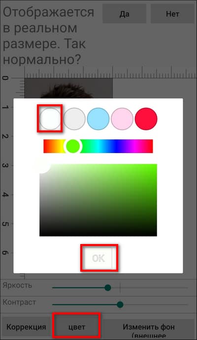 изменение фона в программе Фото на документы