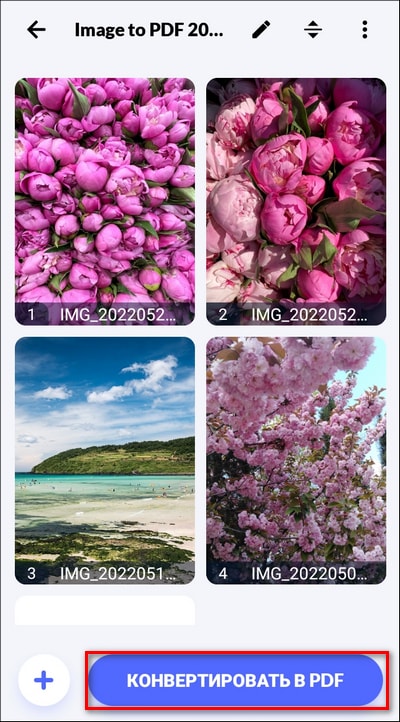 запуск конвертации в pdf в мобильной программе