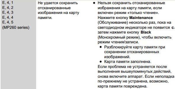 Ошибки E41/E42/E43/E44/E45 (MP260)