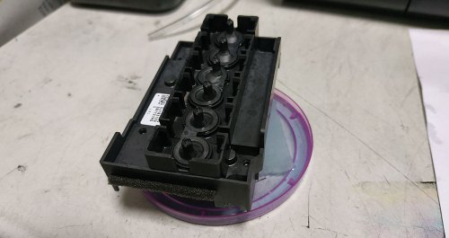 Погрузите печатающую головку в промывочную жидкость