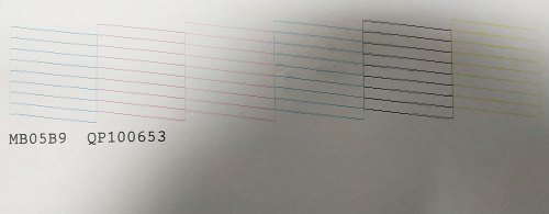 тест дюз после промывки печатающей головки Epson L800